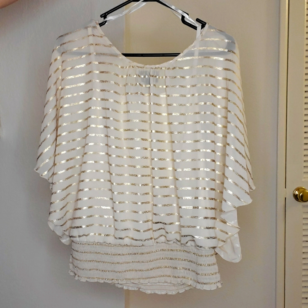 Ivory Gold Striped Blouse